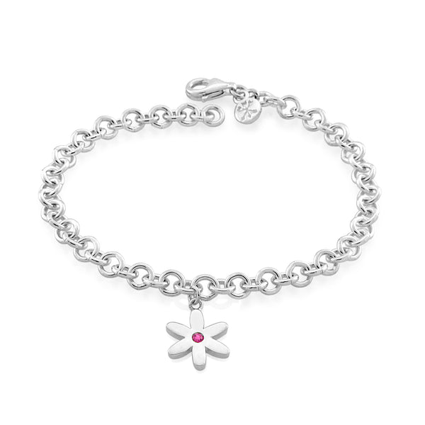 PINK SAPPHIRE DAISY CHARM BRACELET - BO + BALA - CHARM BRACELETS FOR GIRLS NZ