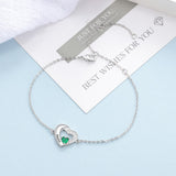 Personalized Engraved Name Bracelets Heart Birthstone Chain Bracelet