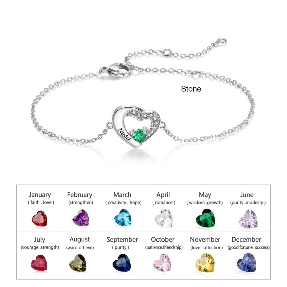 Love Heart Birthstone Personalized Charm 