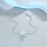 Square Created Blue Opal Bracelets with Cubic Zirconia