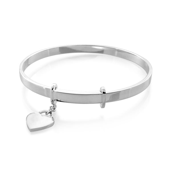 EXTENDABLE BANGLE WITH HEART CHARM - SILVER BABY BANGLE NZ